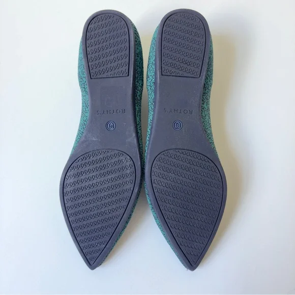 Rothy's The Point Teal Blue Green Textured Ballet Flats Sleek Design pointed toe - Picture 4 of 8